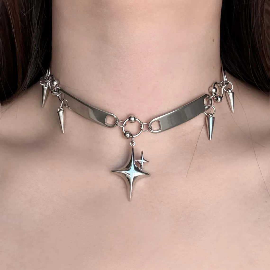 Women'S Accessories Designer - Punk Star Nietenhalskette, Rock-Schmuck, Y2k-Accessoire, Hippie,