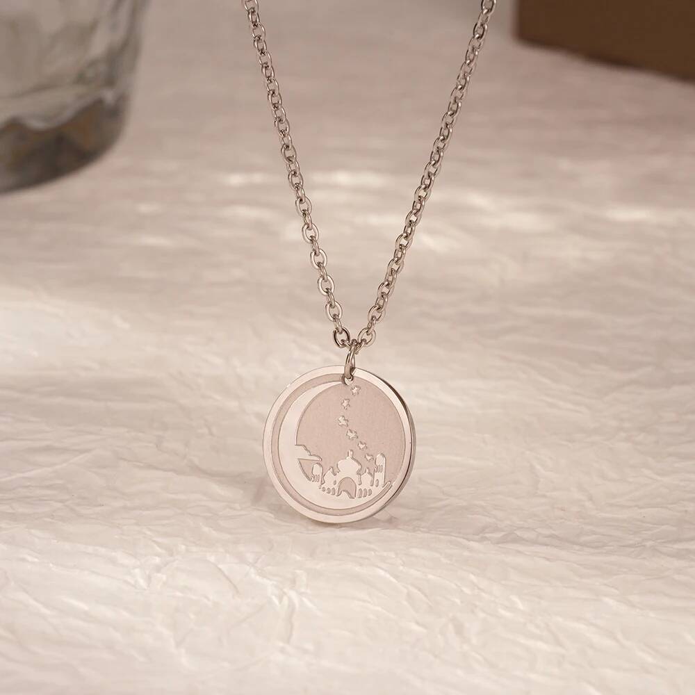 Coin Necklace Delicate - Jerusalem Palace Mond Münze Scheibe Runde