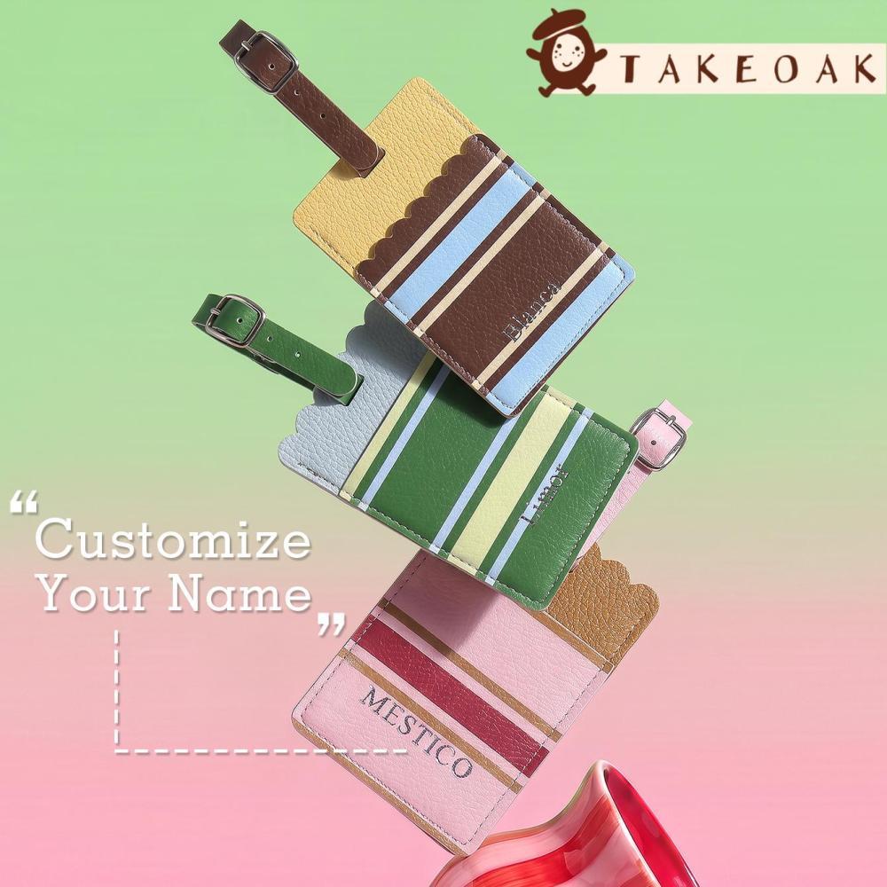 Women Accessories Name - Personalisierter, gestreifter Gepäckanhänger mit individuellem Namen,