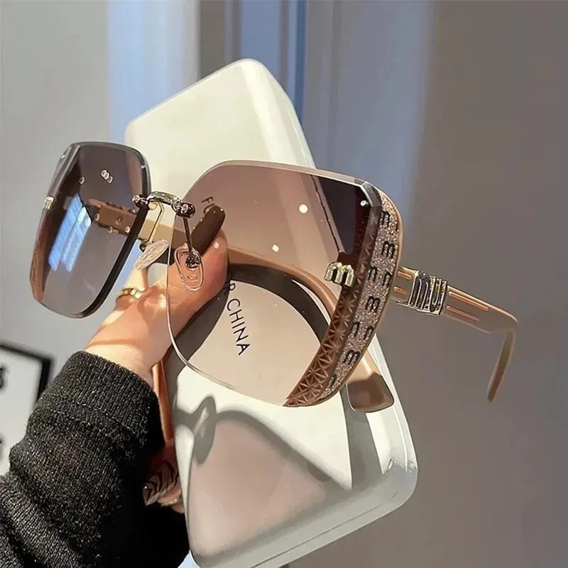 Women'S Accessories Designer - Cut-Edge-Sonnenbrille für Damen, Farbverlauf, halber Rahmen,