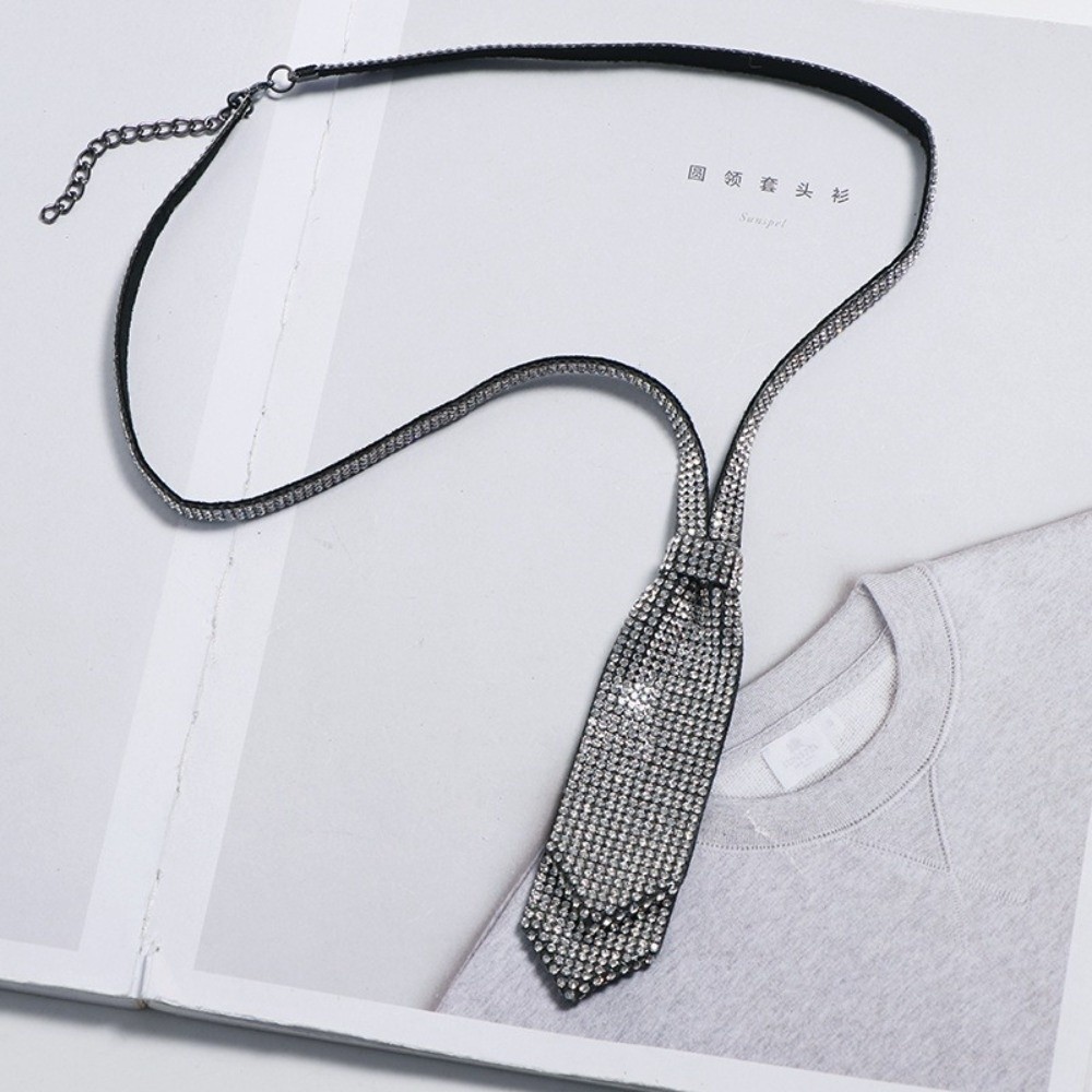 Women'S Accessories For Formal Wear - Glänzende Verstellbare Strass-Krawatte Doppellagige Schwarze Fliege