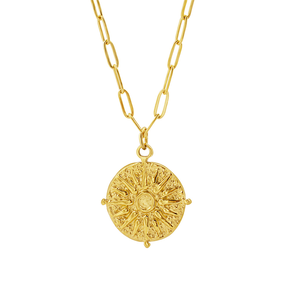 Edelstahl Runde Sonnenmünzen-A – Coin Necklace Delicate Bewertung und Preis